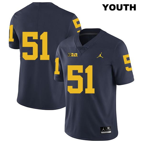 Youth NCAA Michigan Wolverines Cesar Ruiz #51 No Name Navy Jordan Brand Authentic Stitched Legend Football College Jersey YD25M15JL